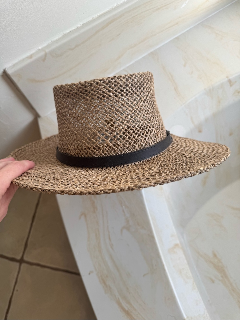 Stetson Tan Woven Straw Hat with Black Band